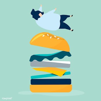 Character of a person falling on a giant hamb.. | Free stock vector - 456204