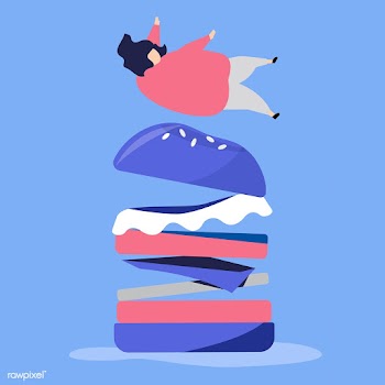 Character of a person falling on a giant hamb.. | Free stock vector - 456242