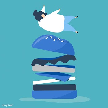 Character of a person falling on a giant hamb.. | Free stock vector - 456253