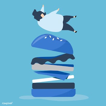 Character of a person falling on a giant hamb.. | Free stock vector - 456265