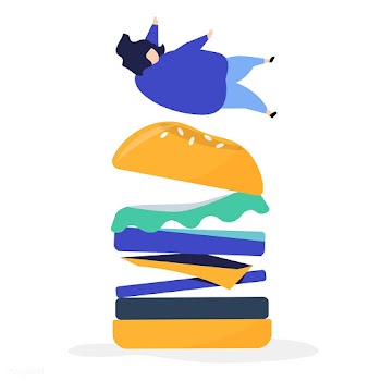 Character of a person falling on a giant hamb.. | Free stock vector - 456273