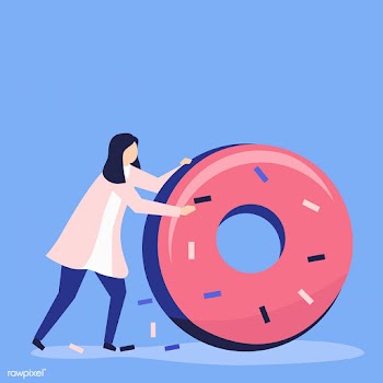 Character of a woman rolling a giant donut il.. | Free stock vector - 454970