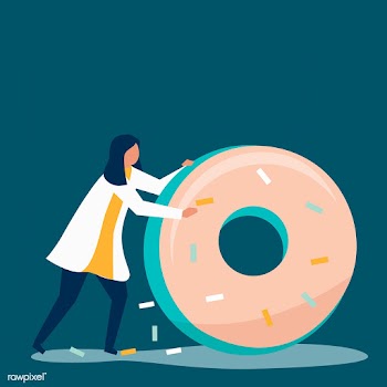 Character of a woman rolling a giant donut il.. | Free stock vector - 455014