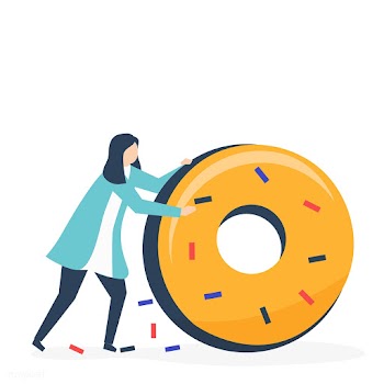 Character of a woman rolling a giant donut il.. | Free stock vector - 455020
