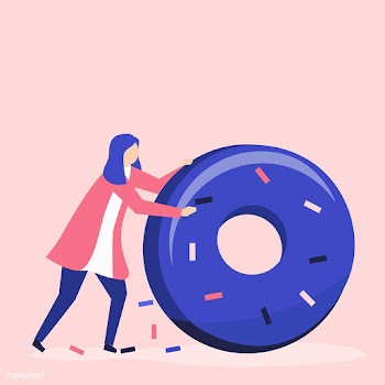 Character of a woman rolling a giant donut il.. | Free stock vector - 455026