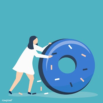 Character of a woman rolling a giant donut il.. | Free stock vector - 455043