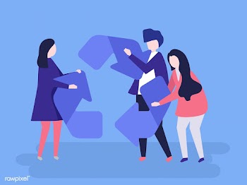 Character of people holding a recycle symbol .. | Free stock vector - 454378