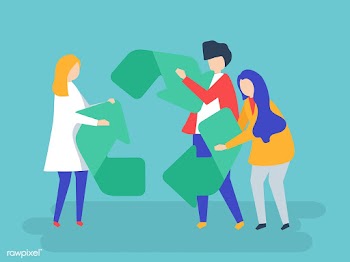 Character of people holding a recycle symbol .. | Free stock vector - 454389