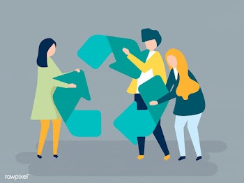 Character of people holding a recycle symbol .. | Free stock vector - 454451
