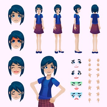 Character poses illustration Free Vector