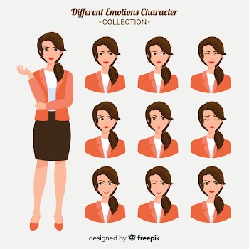Character showing emotions Free Vector