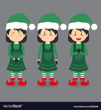character wearing elf costume with various