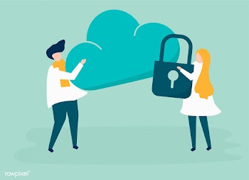 Characters of a couple and a cloud security i.. | Free stock vector - 455620