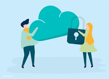 Characters of a couple and a cloud security i.. | Free stock vector - 455625