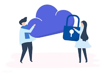 Characters of a couple and a cloud security i.. | Free stock vector - 455641
