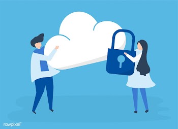 Characters of a couple and a cloud security i.. | Free stock vector - 455652