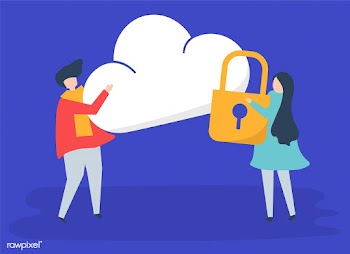 Characters of a couple and a cloud security i.. | Free stock vector - 455665