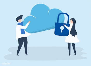 Characters of a couple and a cloud security i.. | Free stock vector - 455698