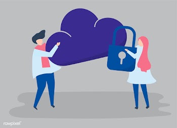 Characters of a couple and a cloud security i.. | Free stock vector - 455712
