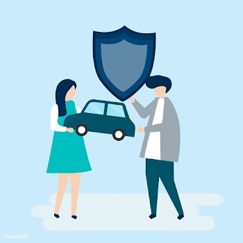 Characters of a couple holding a car and shie.. | Free stock vector - 455854