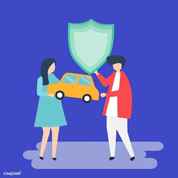 Characters of a couple holding a car and shie.. | Free stock vector - 455963