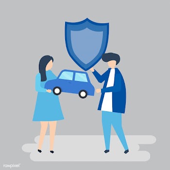 Characters of a couple holding a car and shie.. | Free stock vector - 455964