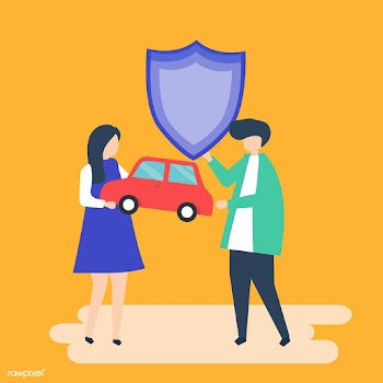 Characters of a couple holding a car and shie.. | Free stock vector - 456015