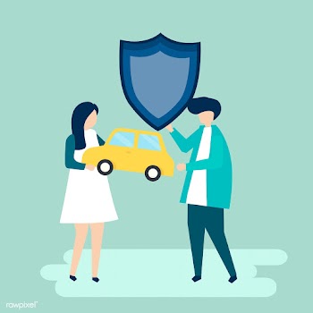 Characters of a couple holding a car and shie.. | Free stock vector - 456056