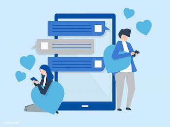 Characters of a couple messaging on a mobile .. | Free stock vector - 454479