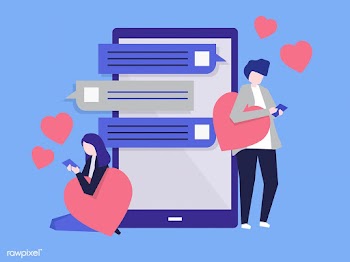 Characters of a couple messaging on a mobile .. | Free stock vector - 454487