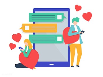 Characters of a couple messaging on a mobile .. | Free stock vector - 454502