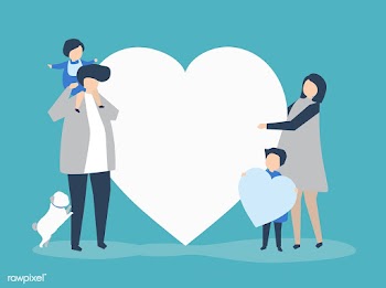 Characters of a family holding a heart shape .. | Free stock vector - 455436