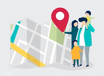 Characters of family with a map and GPS marke.. | Free stock vector - 455718