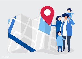 Characters of family with a map and GPS marke.. | Free stock vector - 455727