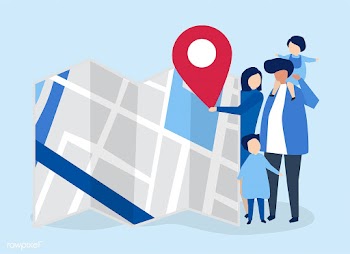 Characters of family with a map and GPS marke.. | Free stock vector - 455729