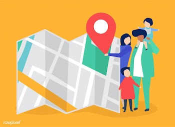 Characters of family with a map and GPS marke.. | Free stock vector - 455750