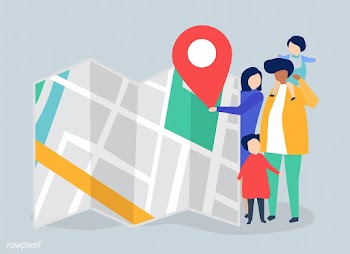 Characters of family with a map and GPS marke.. | Free stock vector - 455753
