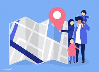 Characters of family with a map and GPS marke.. | Free stock vector - 455760