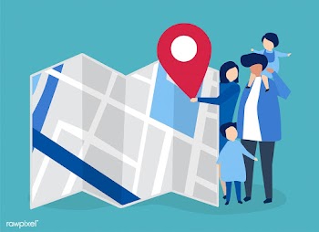 Characters of family with a map and GPS marke.. | Free stock vector - 455794