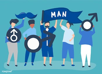 Characters of men holding masculine icons | Free stock vector - 480271