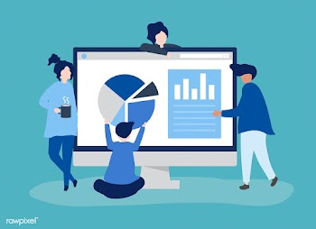 Characters of people analyzing graphs and dia.. | Free stock vector - 456095