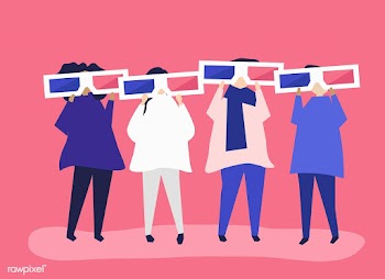 Characters of people holding 3d glasses illus.. | Free stock vector - 454745