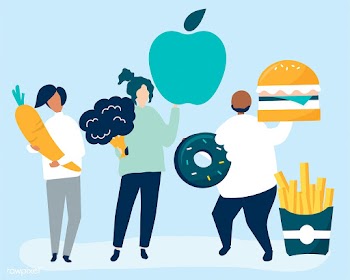 Characters of people holding food icons illus.. | Free stock vector - 454832