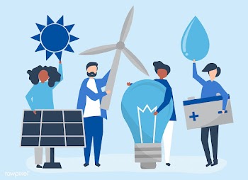 Characters of people holding green energy ico.. | Free stock vector - 478866