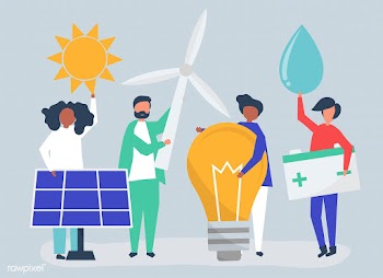 Characters of people holding green energy ico.. | Free stock vector - 479613