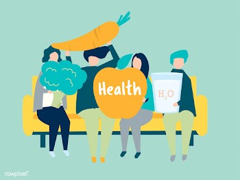 Characters of people holding health icons ill.. | Free stock vector - 454507