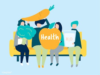 Characters of people holding health icons ill.. | Free stock vector - 454509