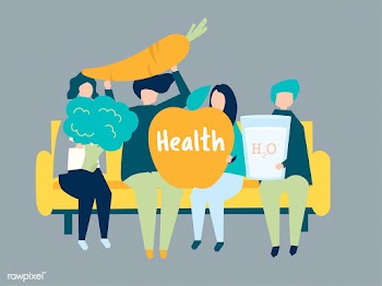 Characters of people holding health icons ill.. | Free stock vector - 454518