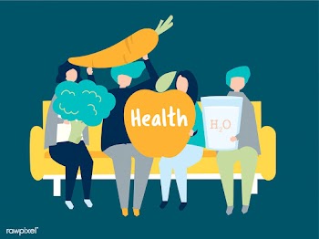 Characters of people holding health icons ill.. | Free stock vector - 454521