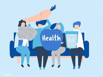 Characters of people holding health icons ill.. | Free stock vector - 454522